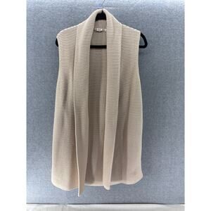 Gap Women's sz M Chunky Knit 100% Cotton Vest Sweater Cream Cozy Fall Warm BOHO
